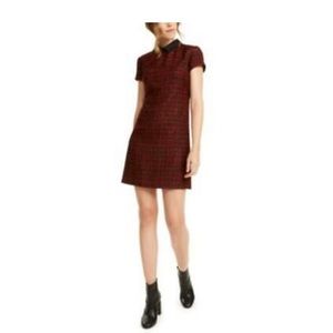 NWT MAISON JULES: Red & Black Tweed Shift Dress